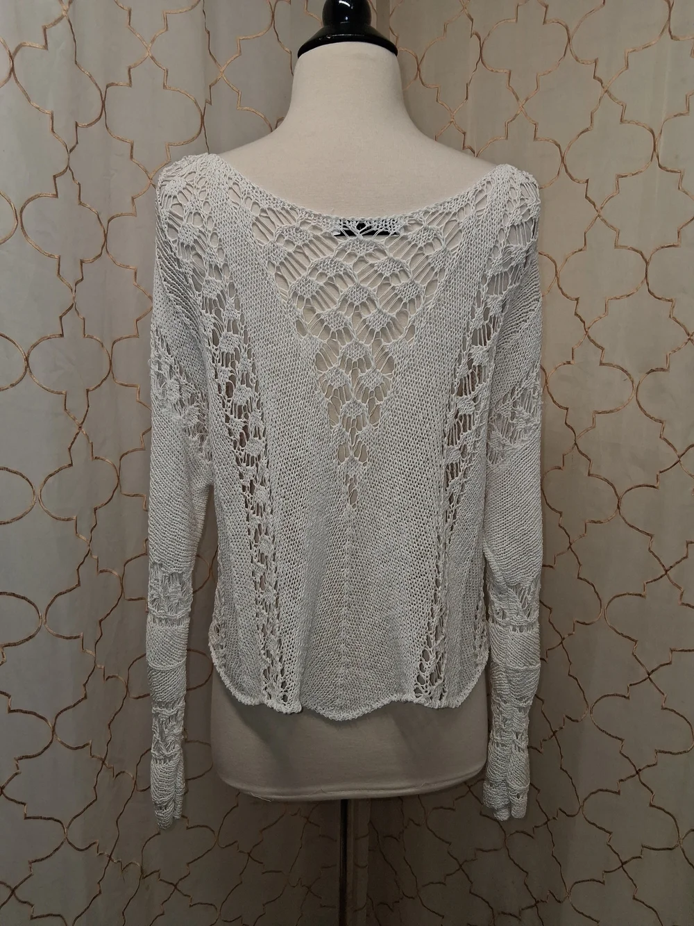 Zara Cream Open-Knit Crochet Top
